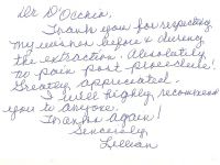 Sincerely, Lillian R. Sincerely, Lillian R.